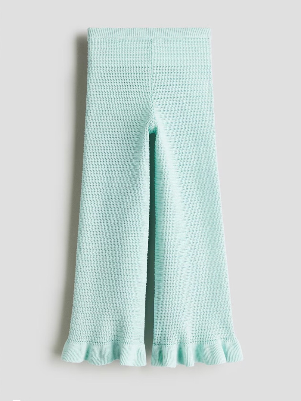 H&M girls Mint Ruffle-Hem Knit Wide-Leg Pants size 4t